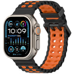 Dây đồng hồ silicone hai màu lỗ đôi đại dương, Dành cho Apple Watch 46mm / 49mm / 45mm / 44mm
