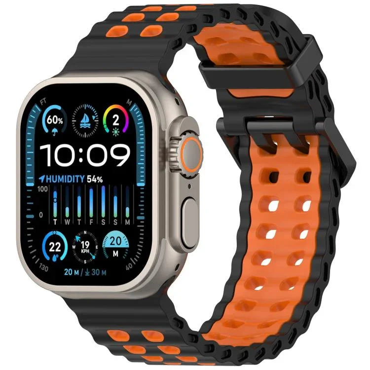 Dây đồng hồ silicone hai màu lỗ đôi đại dương, Dành cho Apple Watch 46mm / 49mm / 45mm / 44mm