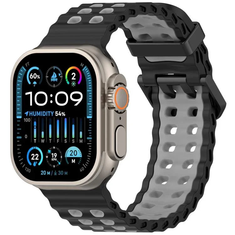 Dây đồng hồ silicone hai màu lỗ đôi đại dương, Dành cho Apple Watch 46mm / 49mm / 45mm / 44mm