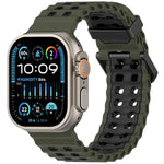 Dây đồng hồ silicone hai màu lỗ đôi đại dương, Dành cho Apple Watch 46mm / 49mm / 45mm / 44mm