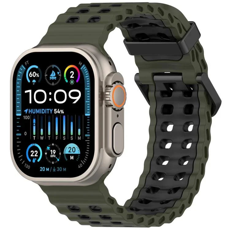 Dây đồng hồ silicone hai màu lỗ đôi đại dương, Dành cho Apple Watch 46mm / 49mm / 45mm / 44mm
