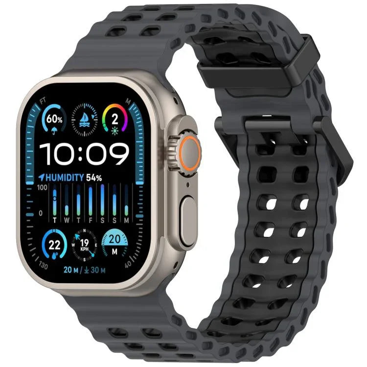 Dây đồng hồ silicone hai màu lỗ đôi đại dương, Dành cho Apple Watch 46mm / 49mm / 45mm / 44mm