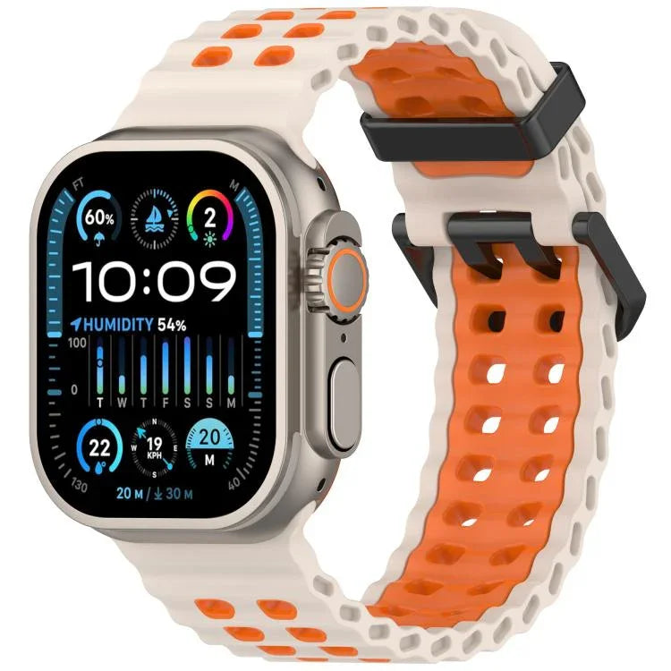 Dây đồng hồ silicone hai màu lỗ đôi đại dương, Dành cho Apple Watch 46mm / 49mm / 45mm / 44mm