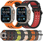 Dây đồng hồ silicone hai màu lỗ đôi đại dương, Dành cho Apple Watch 46mm / 49mm / 45mm / 44mm