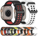 Dây đồng hồ silicone hai màu lỗ đôi đại dương, Dành cho Apple Watch 46mm / 49mm / 45mm / 44mm