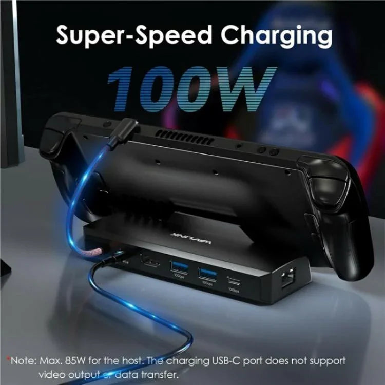 Bộ chuyển đổi HUB WAVLINK UHP3426 cho Steam Deck Gigabit RJ45 100W PD, trạm kết nối 6 trong 1