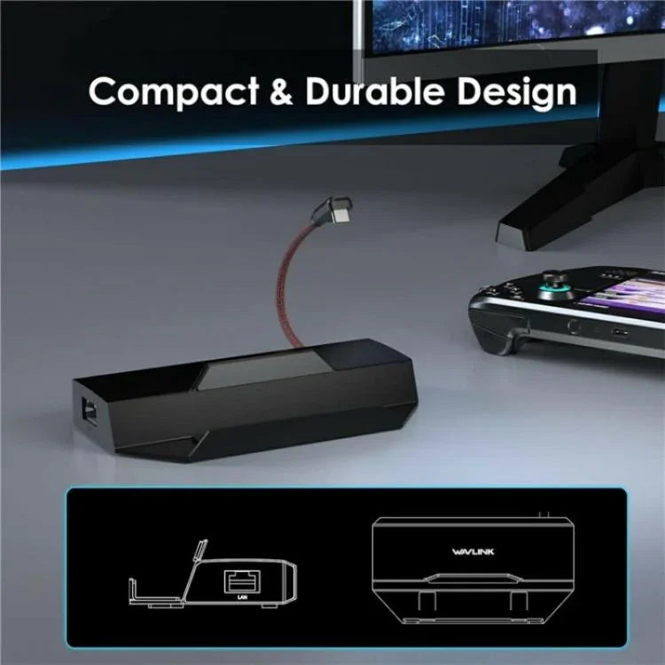 Bộ chuyển đổi HUB WAVLINK UHP3426 cho Steam Deck Gigabit RJ45 100W PD, trạm kết nối 6 trong 1