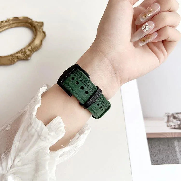 7-Line Tri-Star Buckle Pull Up Leather Watch Band, For Apple Watch 46mm / 49mm / 45mm / 44mm, For Apple Watch 42mm / 41mm / 40mm / 38mm