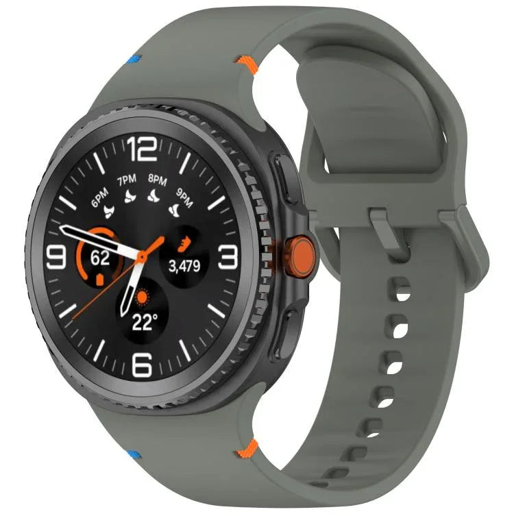 Dây đồng hồ silicone màu trơn may chỉ cho Samsung Galaxy Watch8 / Watch8 Classic, S, M
