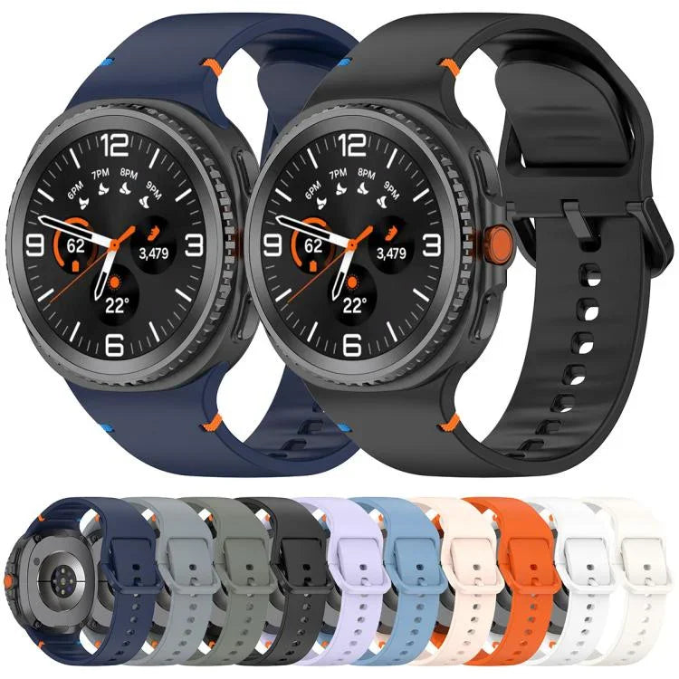 Dây đồng hồ silicone màu trơn may chỉ cho Samsung Galaxy Watch8 / Watch8 Classic, S, M