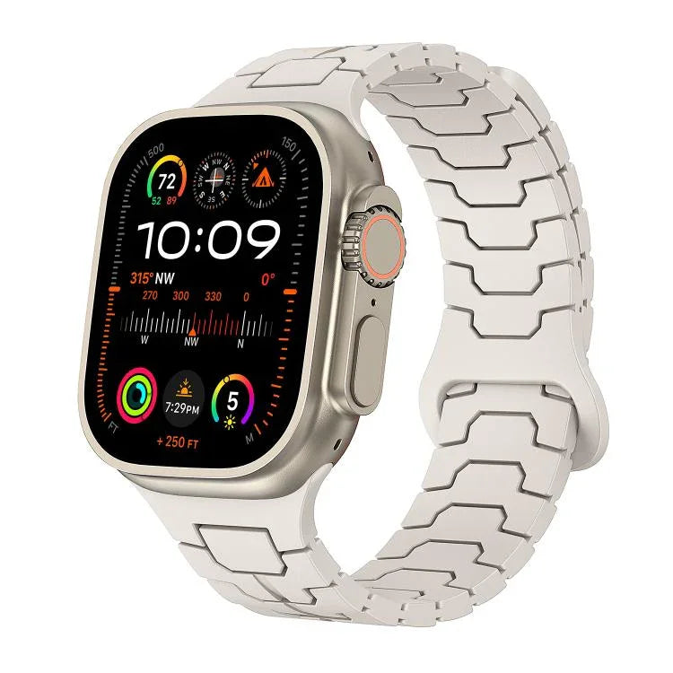 Dây đeo đồng hồ silicone nam châm vảy rồng thép, dành cho Apple Watch 46mm / 49mm / 45mm / 44mm