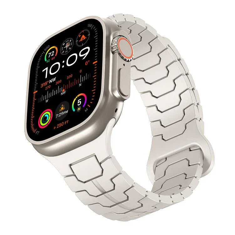 Dây đeo đồng hồ silicone nam châm vảy rồng thép, dành cho Apple Watch 46mm / 49mm / 45mm / 44mm