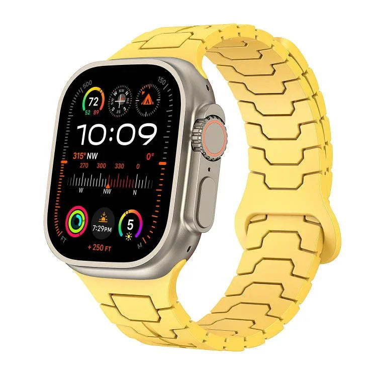Dây đeo đồng hồ silicone nam châm vảy rồng thép, dành cho Apple Watch 46mm / 49mm / 45mm / 44mm