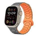 Dây đeo đồng hồ silicone nam châm vảy rồng thép, dành cho Apple Watch 46mm / 49mm / 45mm / 44mm