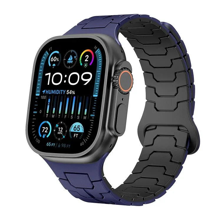Dây đeo đồng hồ silicone nam châm vảy rồng thép, dành cho Apple Watch 46mm / 49mm / 45mm / 44mm