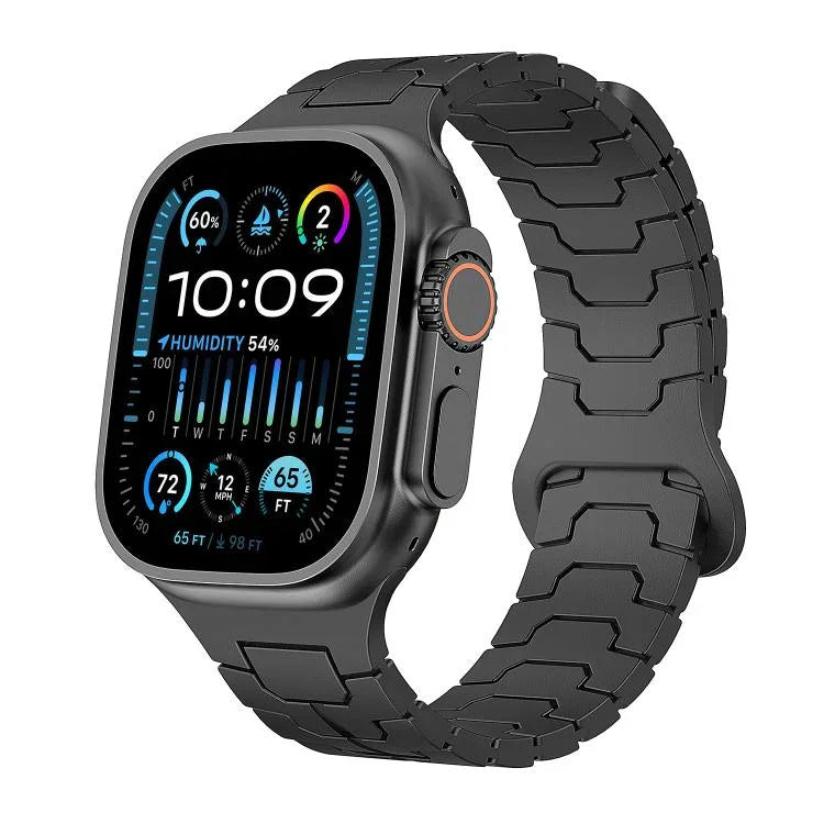 Dây đeo đồng hồ silicone nam châm vảy rồng thép, dành cho Apple Watch 46mm / 49mm / 45mm / 44mm
