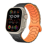 Dây đeo đồng hồ silicone nam châm vảy rồng thép, dành cho Apple Watch 46mm / 49mm / 45mm / 44mm