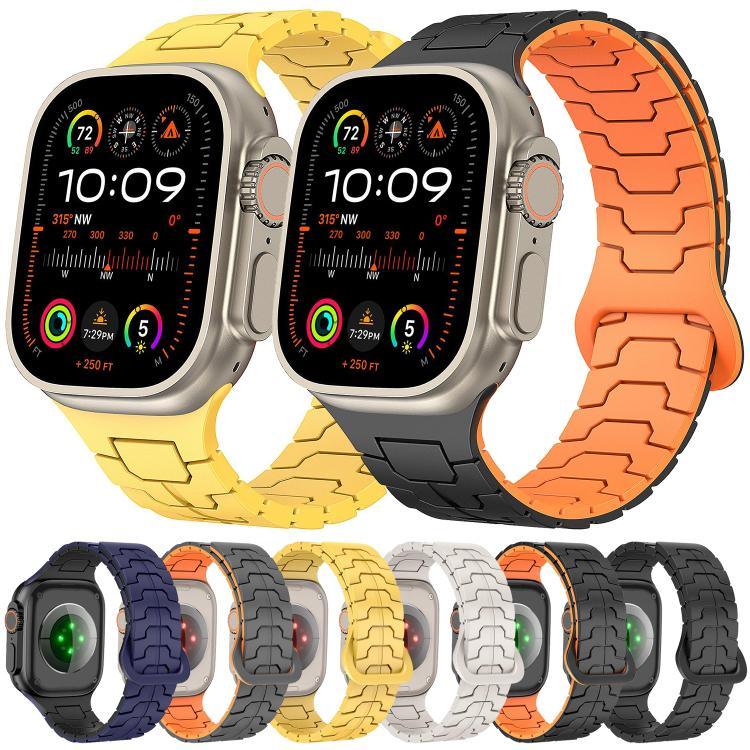 Dây đeo đồng hồ silicone nam châm vảy rồng thép, dành cho Apple Watch 46mm / 49mm / 45mm / 44mm
