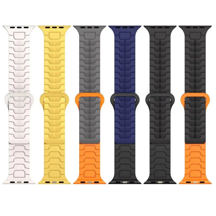 Dây đeo đồng hồ silicone nam châm vảy rồng thép, dành cho Apple Watch 46mm / 49mm / 45mm / 44mm