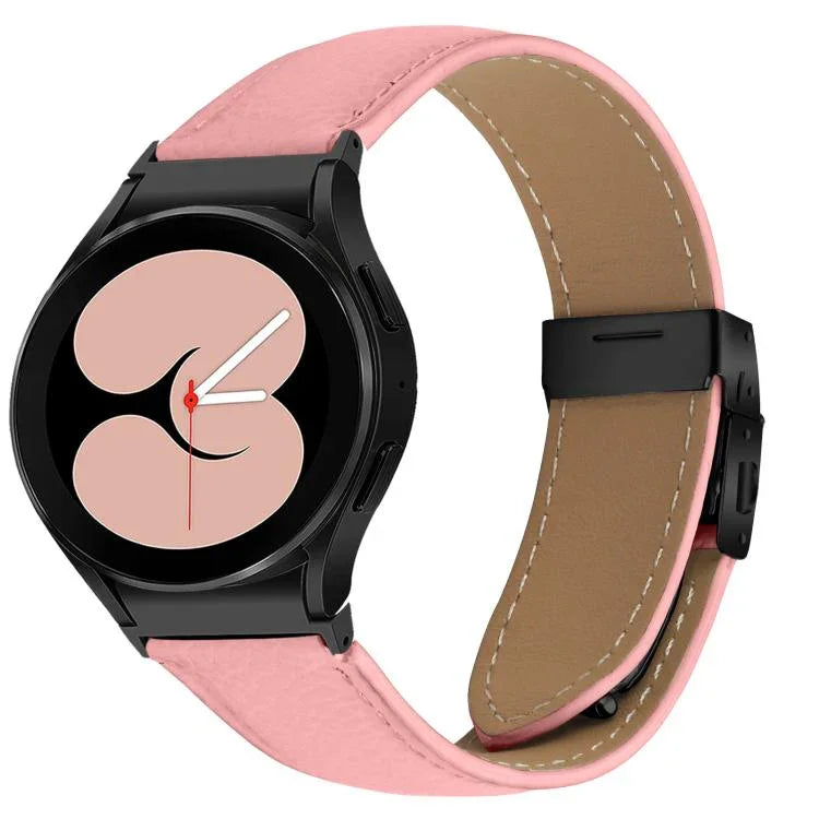 Dây Đồng Hồ Da Khóa Rùa Mặt Sau Đen Vân Vải Lựu Tháo Nhanh, Dành Cho Samsung Galaxy Watch 7 40 / 44mm