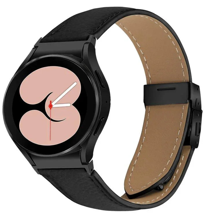 Dây Đồng Hồ Da Khóa Rùa Mặt Sau Đen Vân Vải Lựu Tháo Nhanh, Dành Cho Samsung Galaxy Watch 7 40 / 44mm