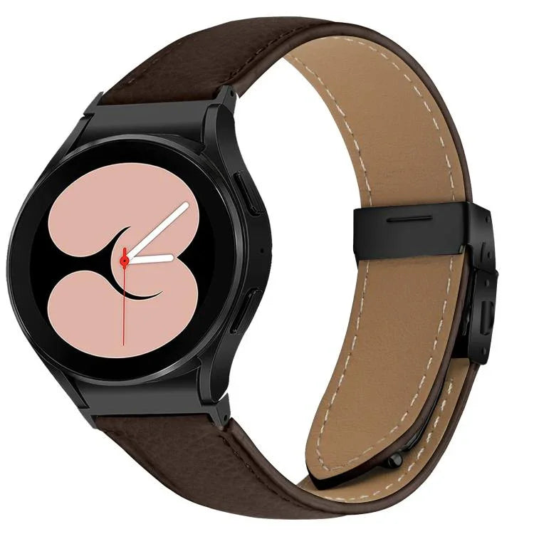Dây Đồng Hồ Da Khóa Rùa Mặt Sau Đen Vân Vải Lựu Tháo Nhanh, Dành Cho Samsung Galaxy Watch 7 40 / 44mm
