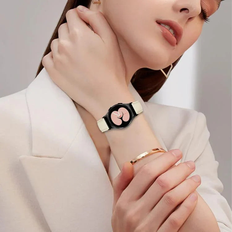 Dây Đồng Hồ Da Khóa Rùa Mặt Sau Đen Vân Vải Lựu Tháo Nhanh, Dành Cho Samsung Galaxy Watch 7 40 / 44mm