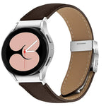 Dây đồng hồ da khóa lưng rùa bạc họa tiết vân vải vải liễu, dành cho Samsung Galaxy Watch 7 40 / 44mm