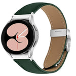 Dây đồng hồ da khóa lưng rùa bạc họa tiết vân vải vải liễu, dành cho Samsung Galaxy Watch 7 40 / 44mm