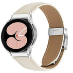Dây đồng hồ da khóa lưng rùa bạc họa tiết vân vải vải liễu, dành cho Samsung Galaxy Watch 7 40 / 44mm