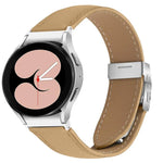 Dây đồng hồ da khóa lưng rùa bạc họa tiết vân vải vải liễu, dành cho Samsung Galaxy Watch 7 40 / 44mm