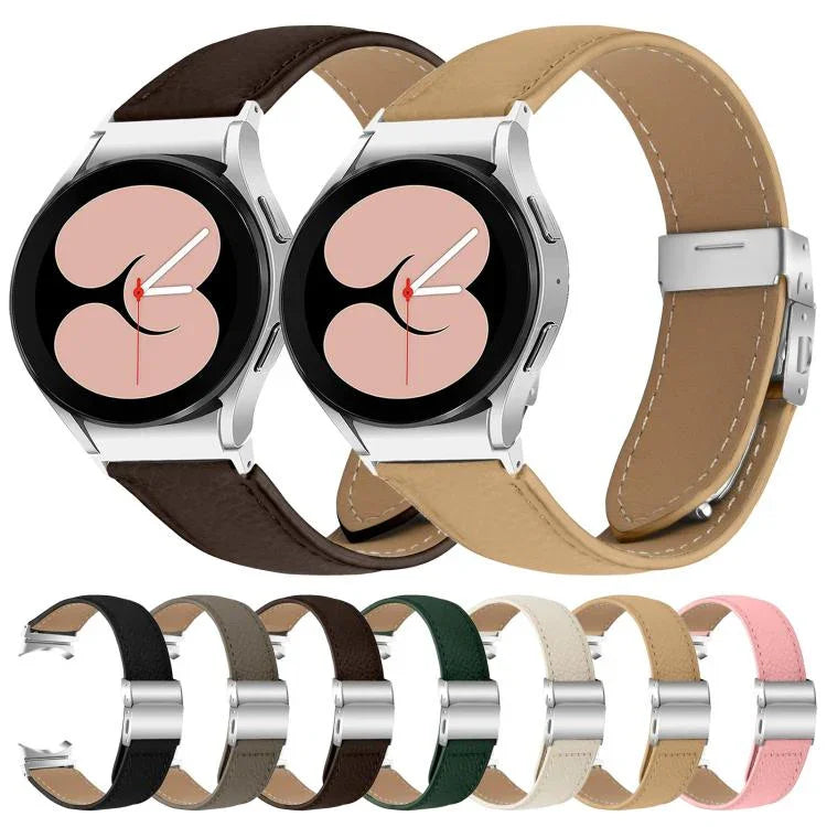 Dây đồng hồ da khóa lưng rùa bạc họa tiết vân vải vải liễu, dành cho Samsung Galaxy Watch 7 40 / 44mm