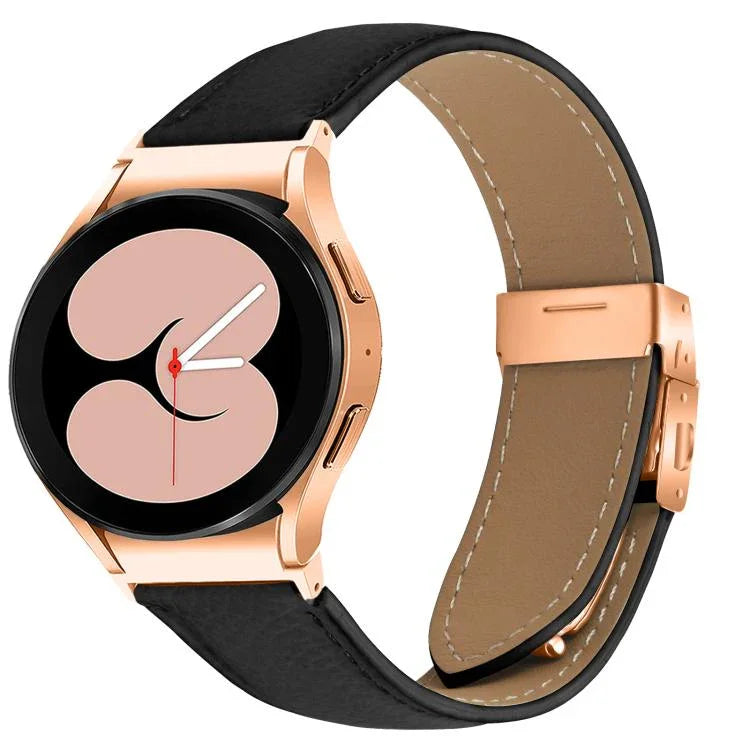 Dây Đồng Hồ Da Khóa Rùa Mặt Sau Vàng Hồng Vân Vải Lựu Tháo Nhanh, Dành Cho Samsung Galaxy Watch 7 40 / 44mm
