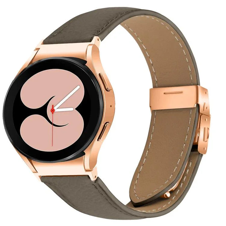 Dây Đồng Hồ Da Khóa Rùa Mặt Sau Vàng Hồng Vân Vải Lựu Tháo Nhanh, Dành Cho Samsung Galaxy Watch 7 40 / 44mm