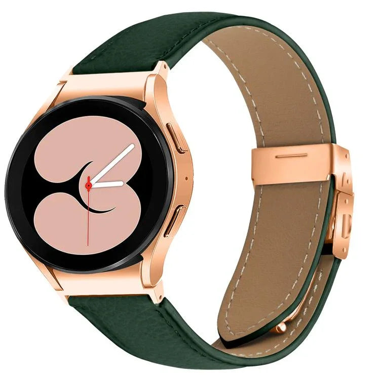 Dây Đồng Hồ Da Khóa Rùa Mặt Sau Vàng Hồng Vân Vải Lựu Tháo Nhanh, Dành Cho Samsung Galaxy Watch 7 40 / 44mm