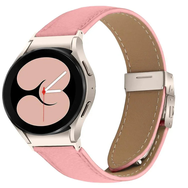 Dây đồng hồ da khóa lưng rùa họa tiết vân vải vải liễu có thể tháo nhanh, dành cho Samsung Galaxy Watch 7 40 / 44mm