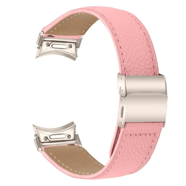 Dây đồng hồ da khóa lưng rùa họa tiết vân vải vải liễu có thể tháo nhanh, dành cho Samsung Galaxy Watch 7 40 / 44mm
