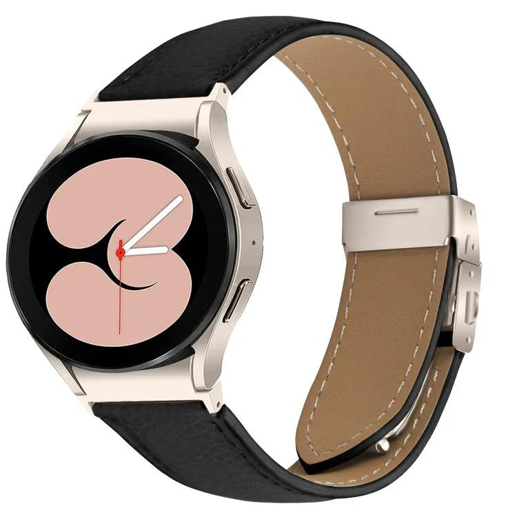 Dây đồng hồ da khóa lưng rùa họa tiết vân vải vải liễu có thể tháo nhanh, dành cho Samsung Galaxy Watch 7 40 / 44mm