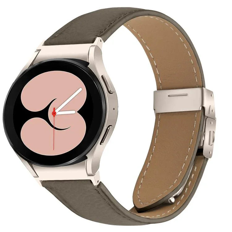 Dây đồng hồ da khóa lưng rùa họa tiết vân vải vải liễu có thể tháo nhanh, dành cho Samsung Galaxy Watch 7 40 / 44mm