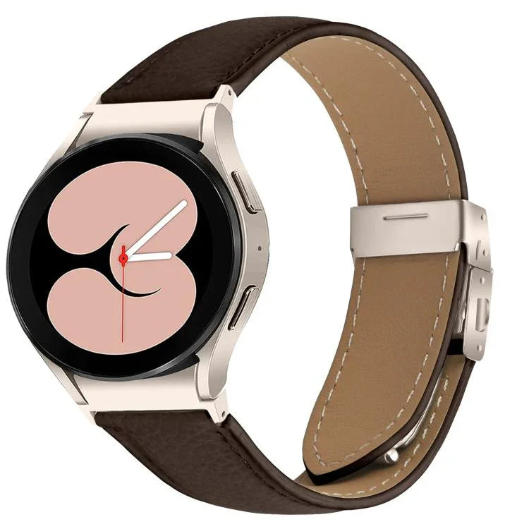 Dây đồng hồ da khóa lưng rùa họa tiết vân vải vải liễu có thể tháo nhanh, dành cho Samsung Galaxy Watch 7 40 / 44mm