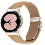 Dây đồng hồ da khóa lưng rùa họa tiết vân vải vải liễu có thể tháo nhanh, dành cho Samsung Galaxy Watch 7 40 / 44mm