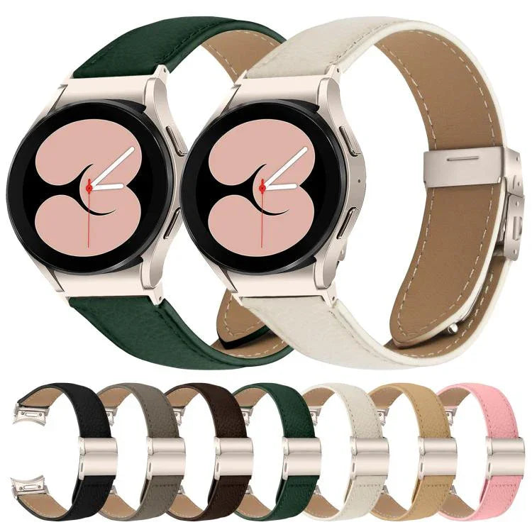 Dây đồng hồ da khóa lưng rùa họa tiết vân vải vải liễu có thể tháo nhanh, dành cho Samsung Galaxy Watch 7 40 / 44mm