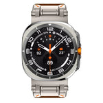 Explorer Stainless Steel Head Leather Watch Band, For Samsung Galaxy Watch Ultra 47mm / Ultra 2025