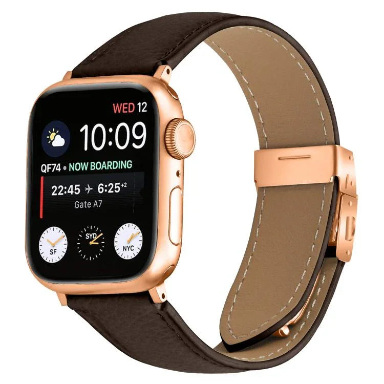 Dây đeo đồng hồ da khóa lưng rùa vàng hồng họa tiết vân vải quả vải, dành cho Apple Watch 46mm / 49mm / 45mm / 44mm, dành cho Apple Watch 42mm / 41mm / 40mm / 38mm