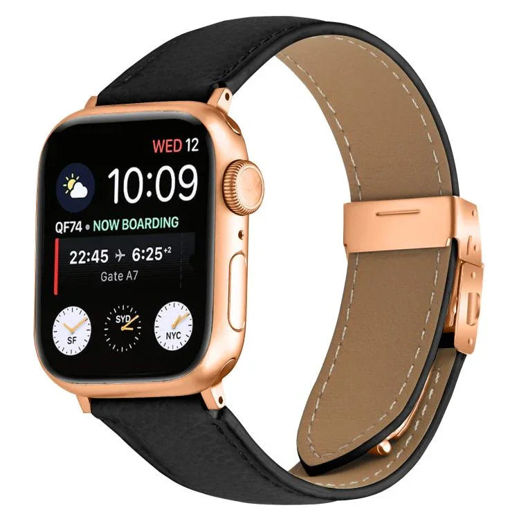 Dây đeo đồng hồ da khóa lưng rùa vàng hồng họa tiết vân vải quả vải, dành cho Apple Watch 46mm / 49mm / 45mm / 44mm, dành cho Apple Watch 42mm / 41mm / 40mm / 38mm
