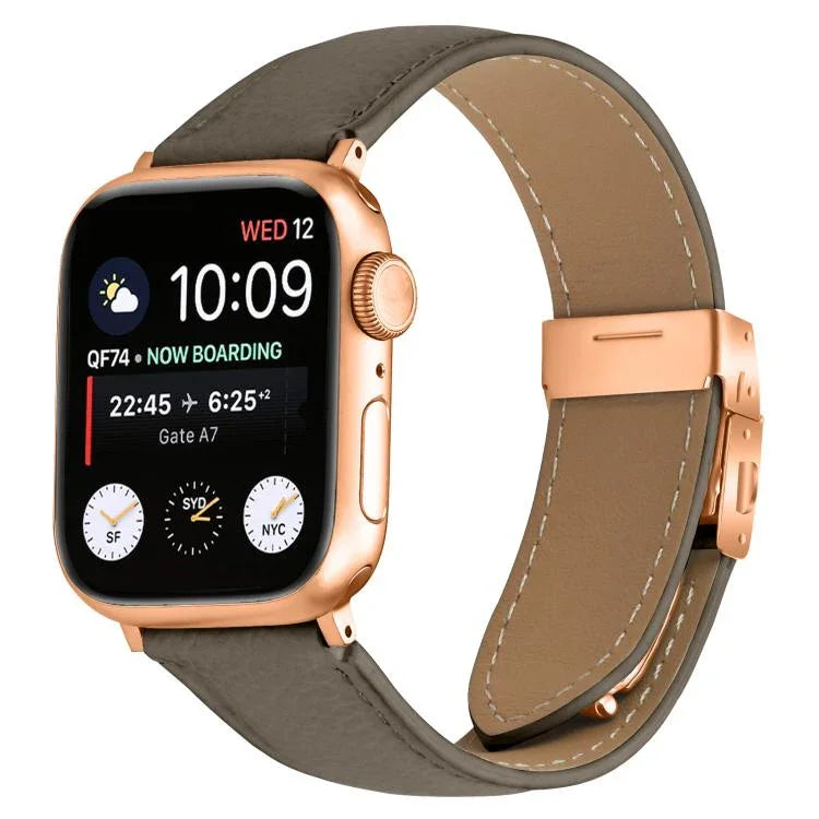 Dây đeo đồng hồ da khóa lưng rùa vàng hồng họa tiết vân vải quả vải, dành cho Apple Watch 46mm / 49mm / 45mm / 44mm, dành cho Apple Watch 42mm / 41mm / 40mm / 38mm