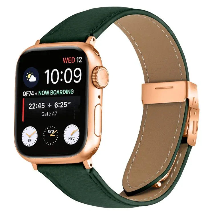 Dây đeo đồng hồ da khóa lưng rùa vàng hồng họa tiết vân vải quả vải, dành cho Apple Watch 46mm / 49mm / 45mm / 44mm, dành cho Apple Watch 42mm / 41mm / 40mm / 38mm