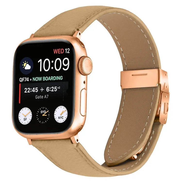 Dây đeo đồng hồ da khóa lưng rùa vàng hồng họa tiết vân vải quả vải, dành cho Apple Watch 46mm / 49mm / 45mm / 44mm, dành cho Apple Watch 42mm / 41mm / 40mm / 38mm