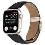 Lychee Texture Starlight Turtle Back Buckle Leather Watch Band, For Apple Watch 46mm / 49mm / 45mm / 44mm, For Apple Watch 42mm / 41mm / 40mm / 38mm