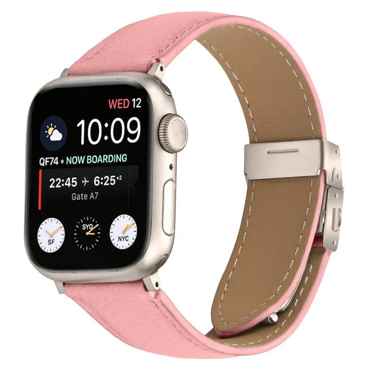 Lychee Texture Starlight Turtle Back Buckle Leather Watch Band, For Apple Watch 46mm / 49mm / 45mm / 44mm, For Apple Watch 42mm / 41mm / 40mm / 38mm